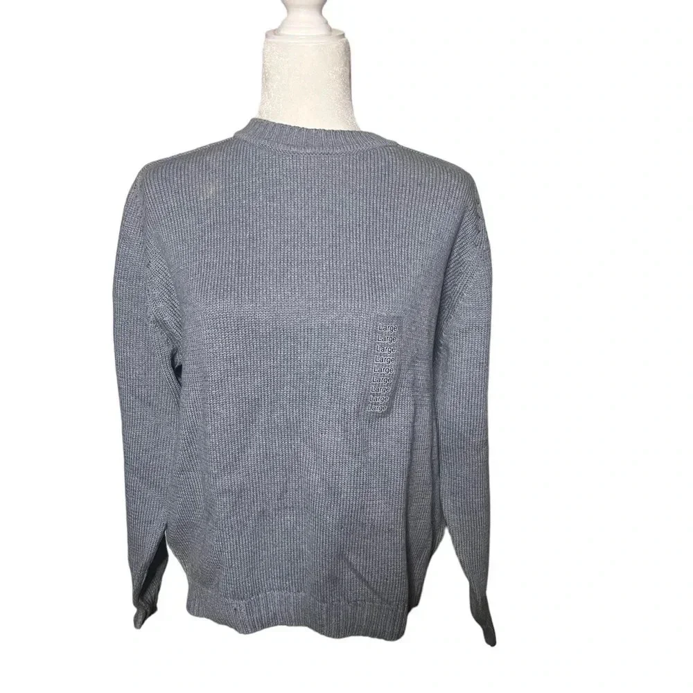 Vintage 90’s St. John’s Bay 100% Cotton Heather Blue Large NWT - With Flaw